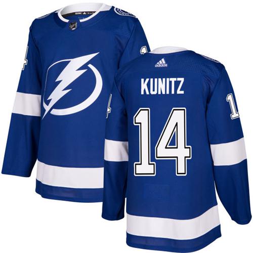 Adidas Men Tampa Bay Lightning 14 Chris Kunitz Blue Home Authentic Stitched NHL Jersey